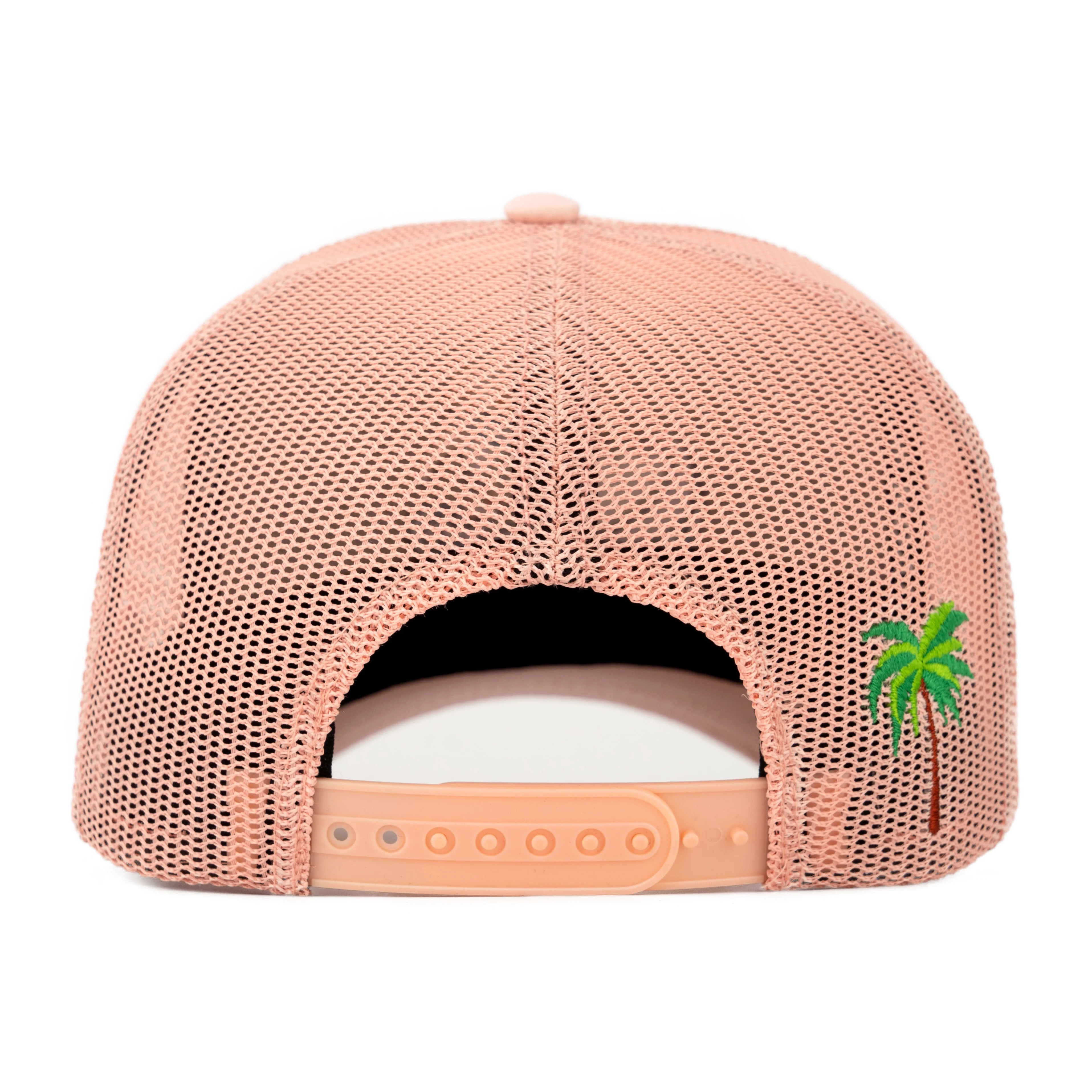 TCAP China Custom 5 Panel Cotton Fabric Cap Flat Embroidery Pink Trucker Hat