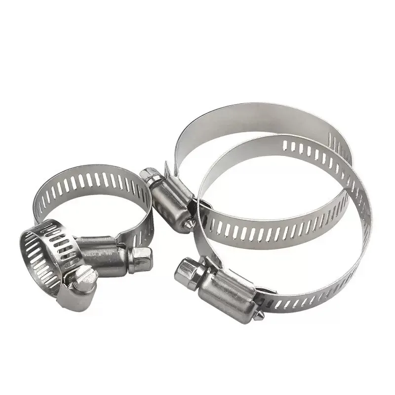 Yamakal Stainless Steel Hose Band Clamp - Adjustable, Strong Fixing, Rust Resistant SUS304, Pack Of 10 (Fits 0.6-1.0 Inches / 16-25 Mm)