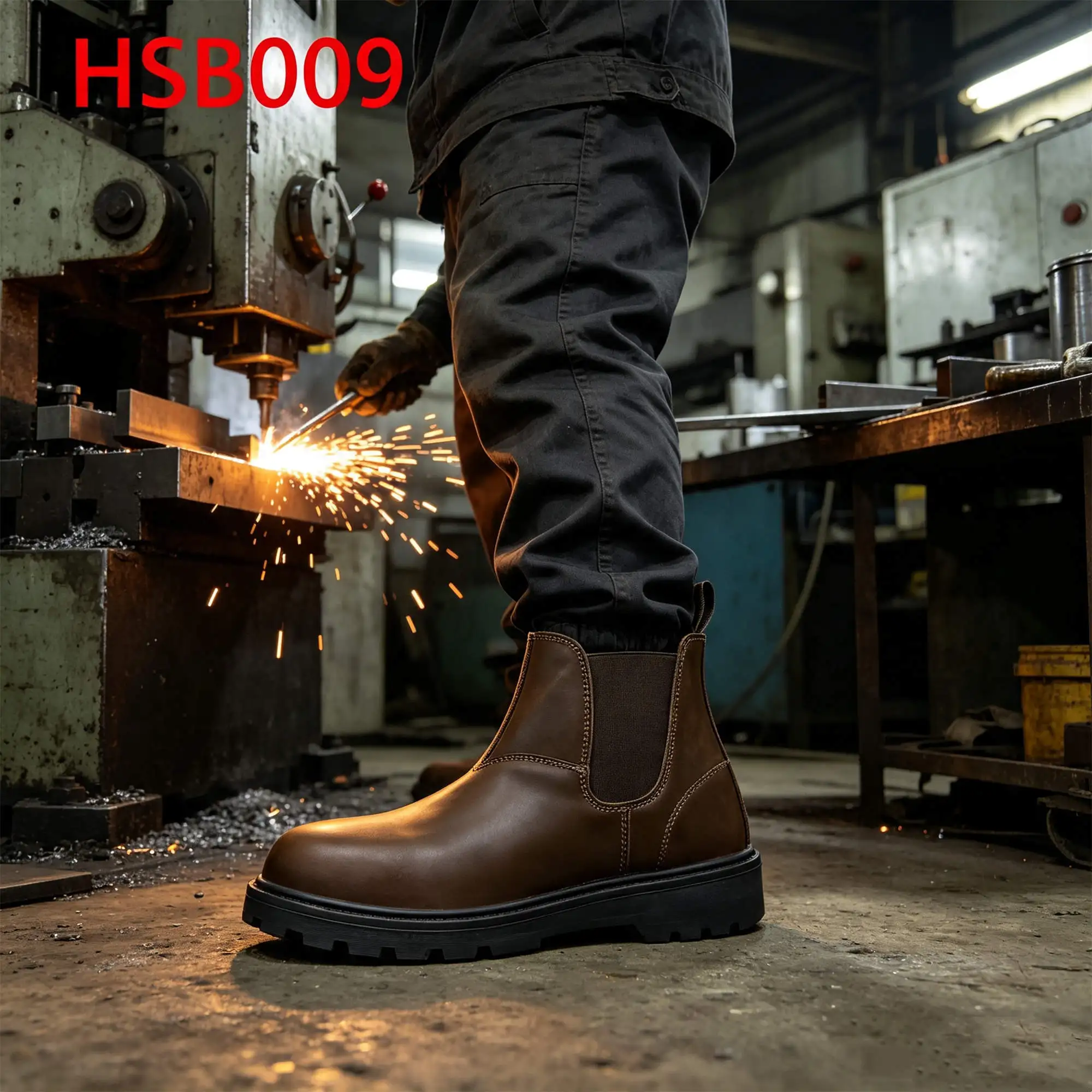 ZYF,Pull on Style Best Crazy Horse Leather Hua Singh Safety Boots Tunnel Excavation Anti-hit&puncture Brown Work Footwear HSB009