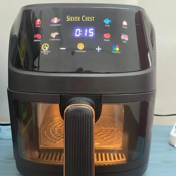New Style 2400W 6L/8L Touch Screen Smart Digital Silver Crest Air Fryer With Visible Window