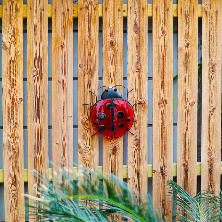  Colorful Metal Ladybug  Wall Art Glass Insect Figurine For Home