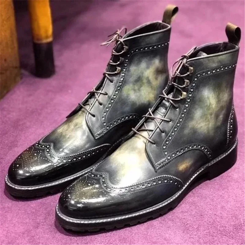 
 Высококачественные модные черные коричневые водонепроницаемые ботинки до щиколотки из искусственной кожи зимние женские мужские ботинки  