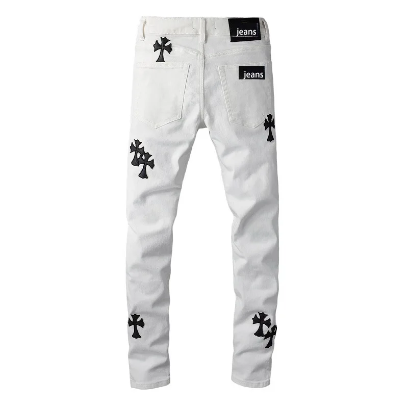 Hot Selling Men's Stonewashed Denim Jeans From China Plus Size Ripped Banana Republic Style Low Price Featuring Hole Decoration