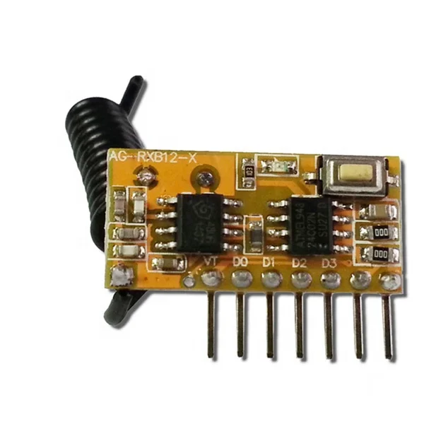 433Mhz Wireless Receiver Learning Code 1527 Decoding Module 4 CH Output Learning Button