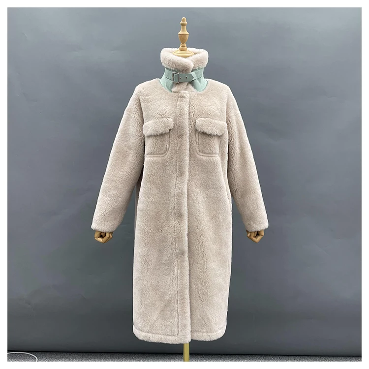 Manteau Vintage En Fourrure De Mouton - Années 70 - Taille L Femme - Style Western Long - Occasion Bon État