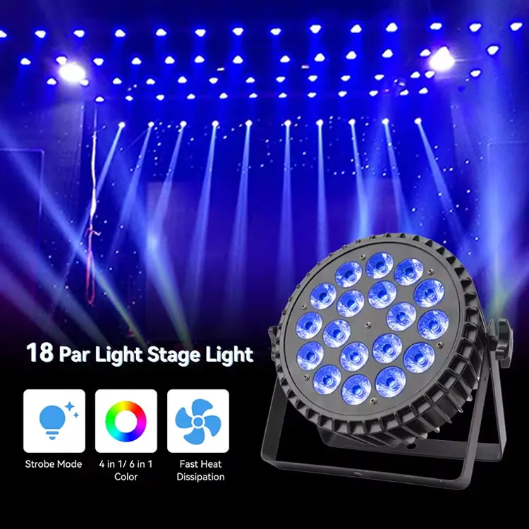 Stage Light Par LED 18x18w Rgbwa Uv 6in1 Led Par Light for Wedding Dj bar