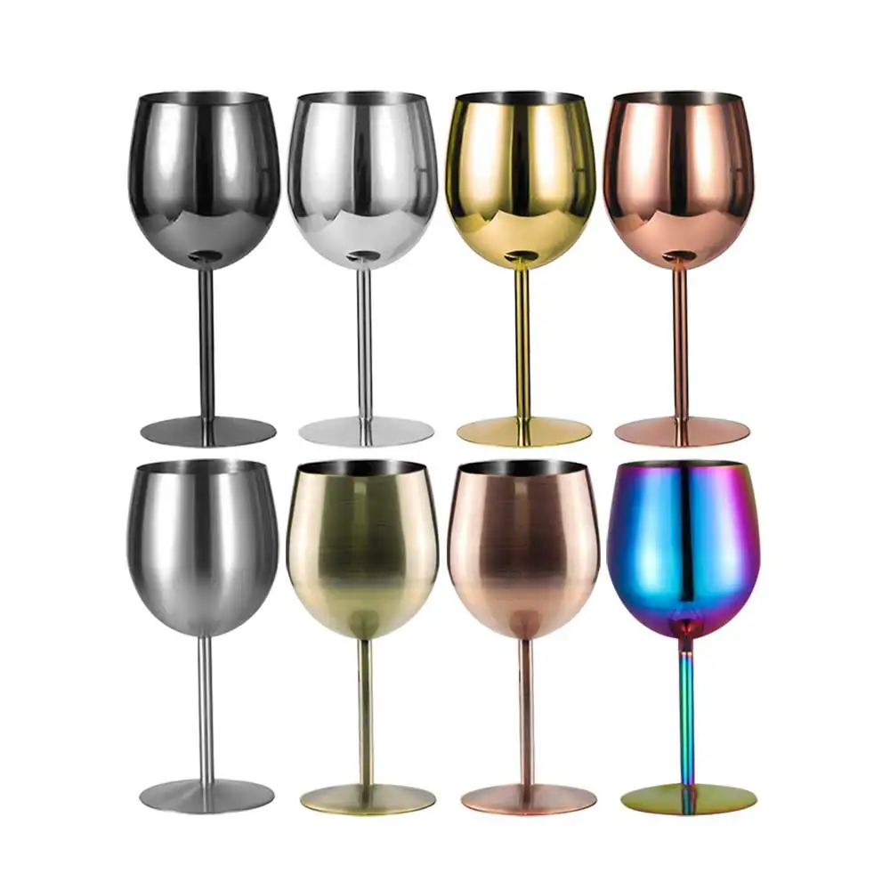 Factory Custom Logo 350ml Drinking Wine Cup Reusable Stemmed Bar Champagne Stainless Steel Unbreakable Red Wine Glass Goblet Mug