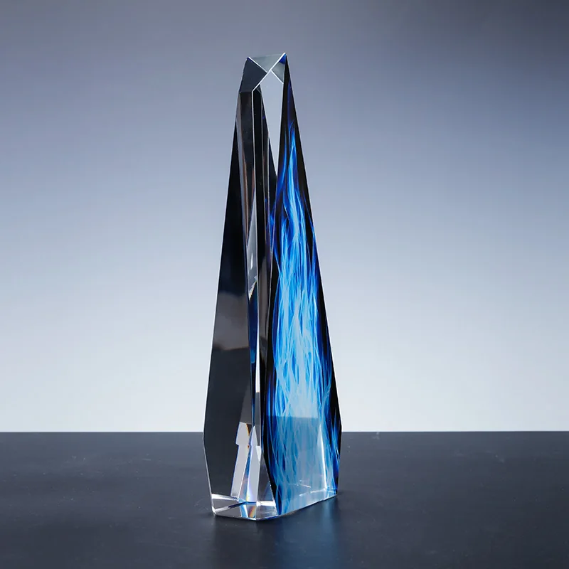 Factory custom k9 crystal color print Blue Iceberg trophy can be awarded iceberg trophy supplier