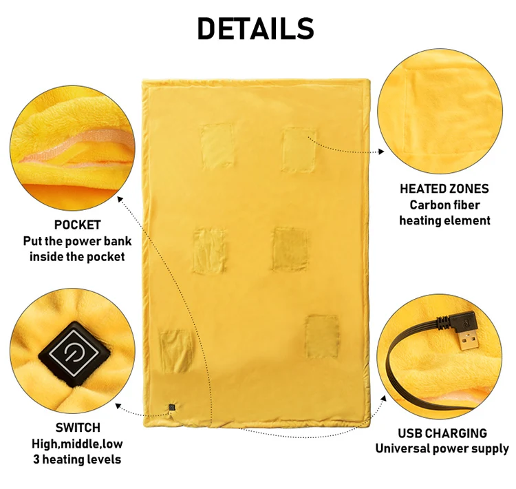 Infrared Carbon Fiber Safety Electric Heating Shawl Blanket Household