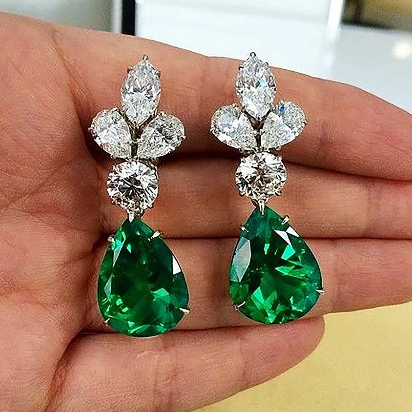 Orecchini vintage anni 80 in argento sterling 925 zirconi neri e altre pietre