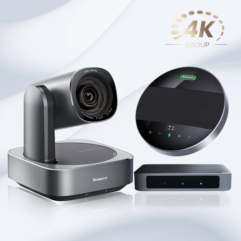 All in One Solution 4K UHD Video Conference System Conference Kits 4K 12x Optical Zoom Camera Bt Speakerphones for Zoom Meeting