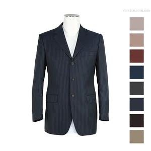Custom Made Single Breasted Wedding Party Jacket Pants Set V Neck Woven Blue Wool Men's Formal Suits Blazer