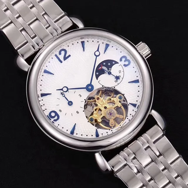 Роскошные автоматические мужские часы Moon Phase, оригинальные наручные часы с пользовательским логотипом для мужчин, Роскошные автоматические механические водонепроницаемые наручные часы