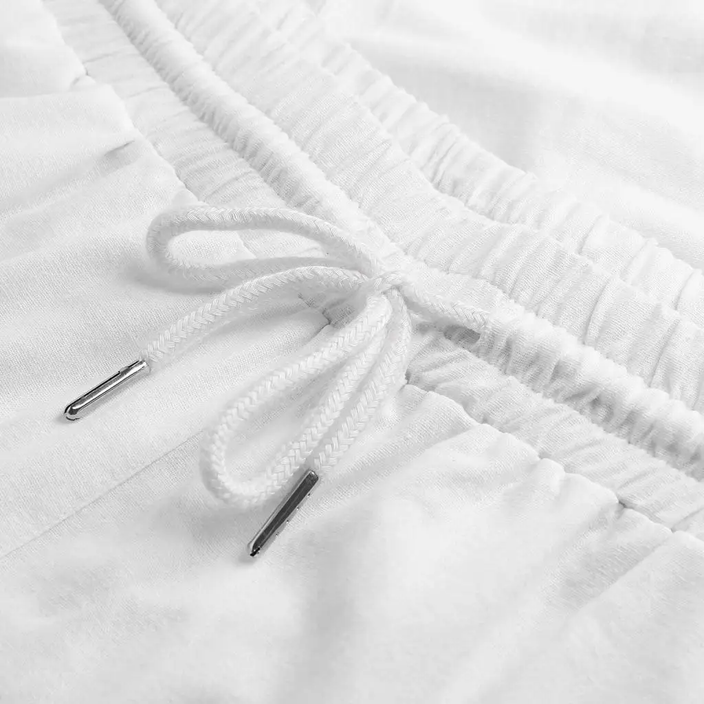 2023 Men's Summer Casual Pants Natural Cotton Linen Trousers White ...