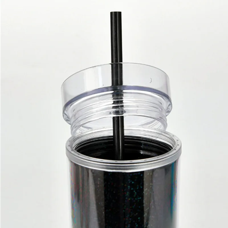 Фон с изображением конфетти блеск стакан с двойными стенками объемом 16 унций кружка для путешествий, пластиковая Питьевая многоразовые чашка с трубочкой
