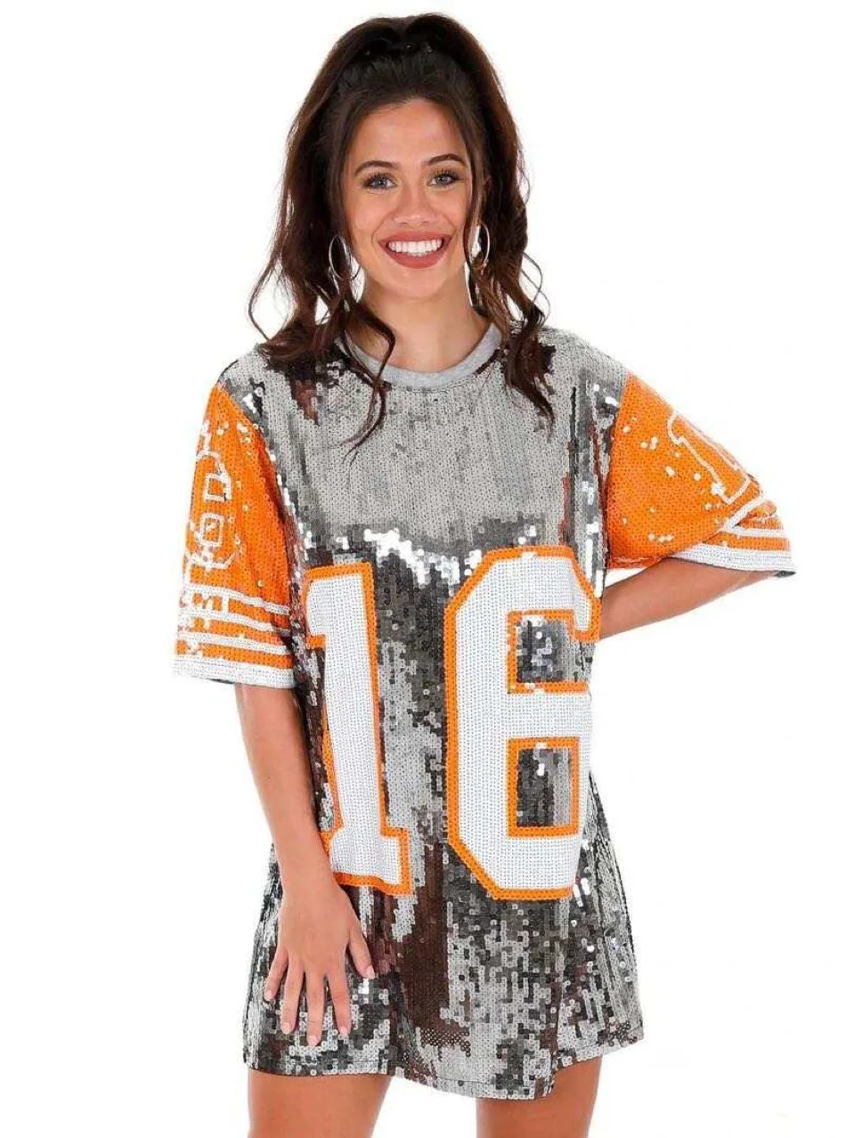  Customized Number Sequin Jersey Dress Shirt for Adult