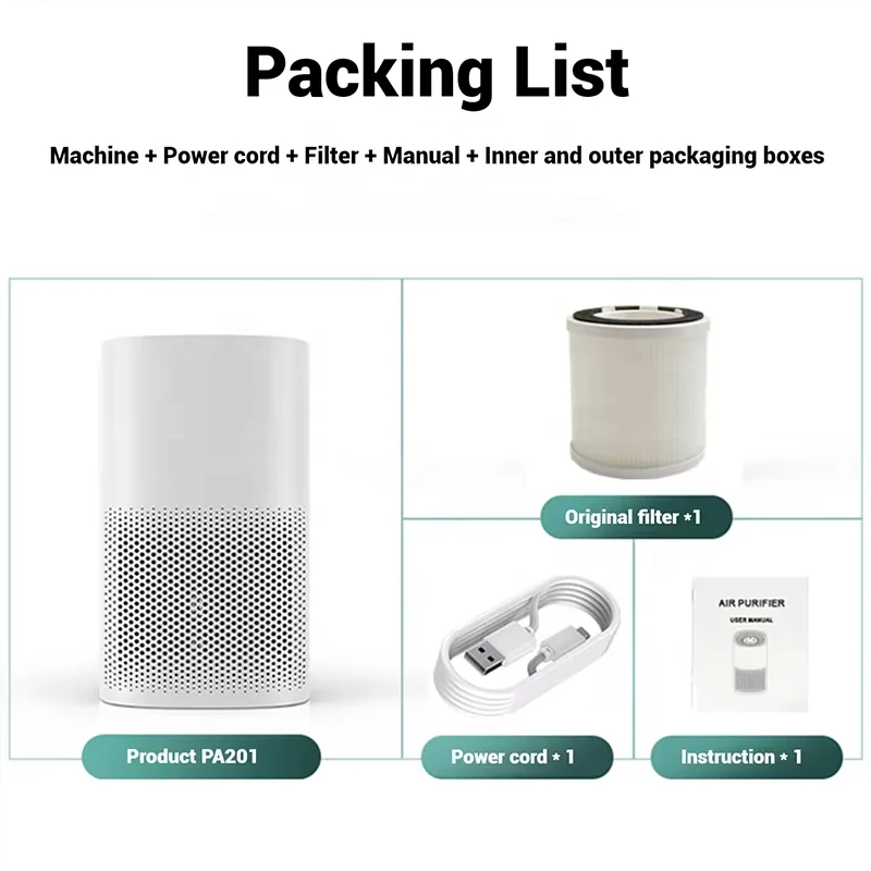 Intelligent Indoor air Purifier with UVC Lamp for Sterilization and Deodorization Home Mini Negative Ion air Purifier 5