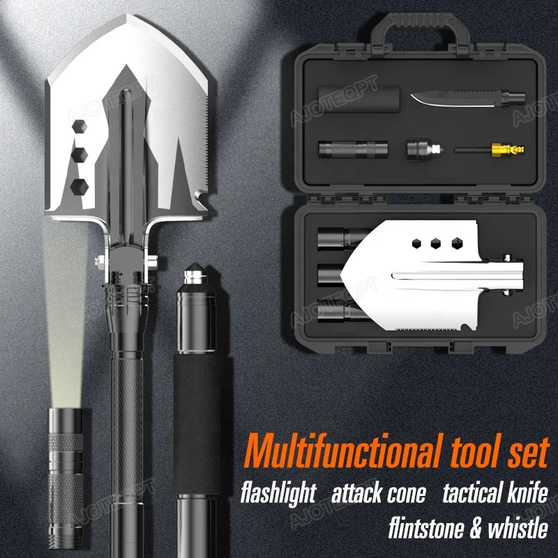Ajoteqpt Outdoor Spade Multifunction Folding Shovel Shovel Survival