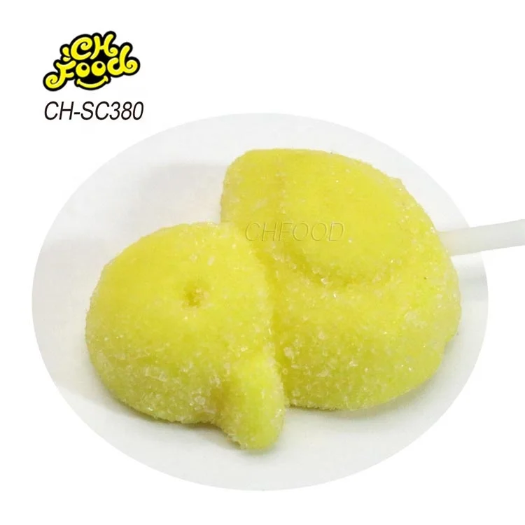 New 3d Cartoon Yellow Duck Shape Gummy Soft Candy Lollipop for Kids Wholesale and OEM Sweets Snack