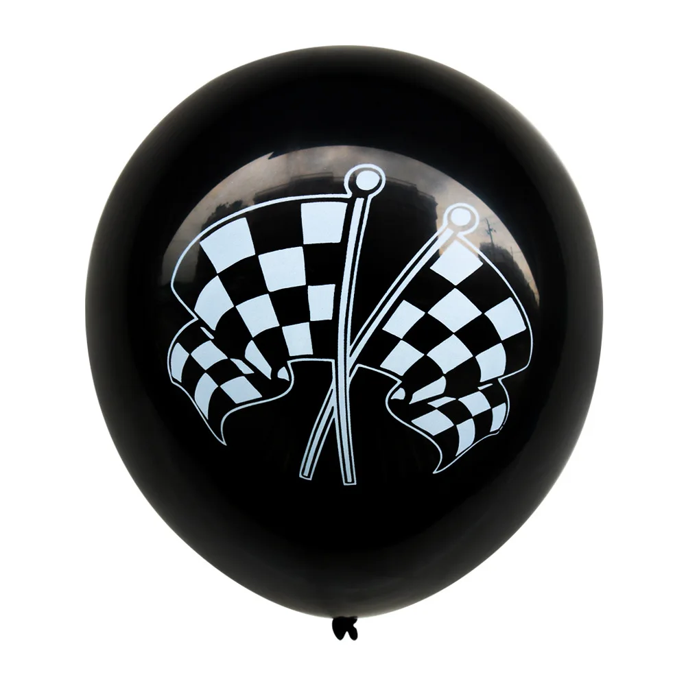 10pcs Racing Flag Latex Party Balloons Checkered Balloon Car Race Line Toys Pip