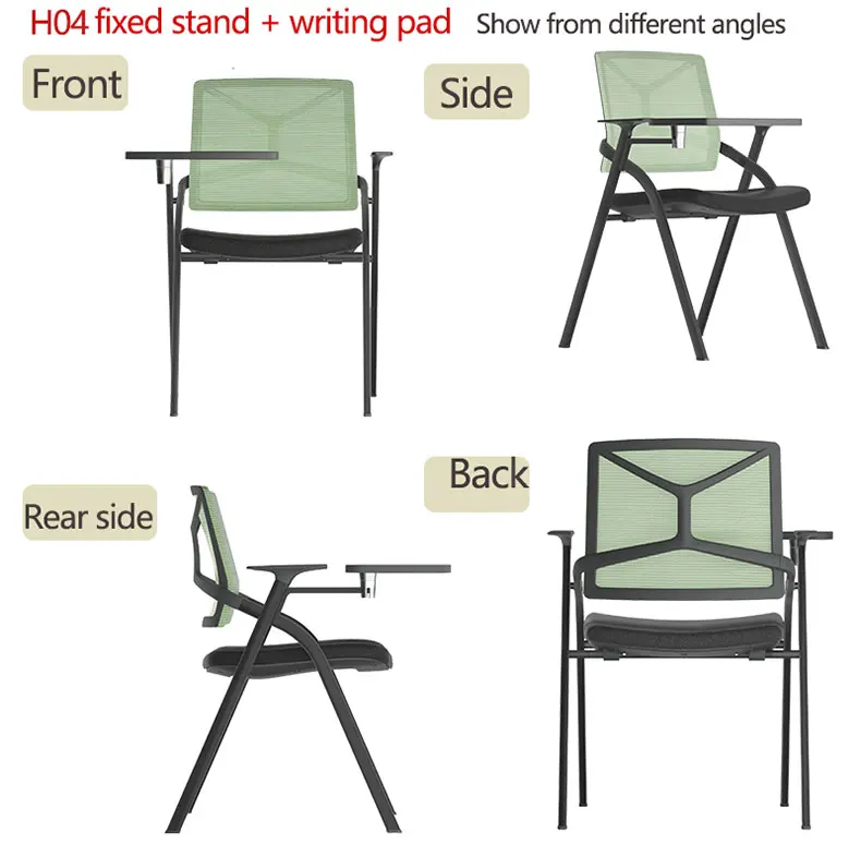 product new design mid back folding conference training chair student chair with writing tablet-102