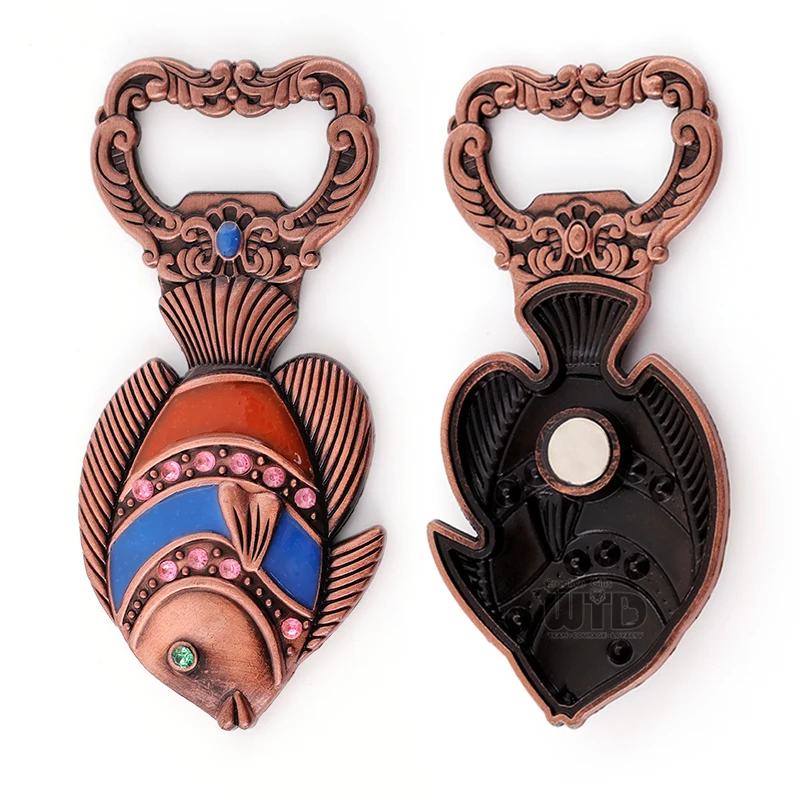 Factory High-end Customized Tourism Souvenirs Creative Fish Shaped Refrigerator Magnet Multifunctional Beer Bottle Opener