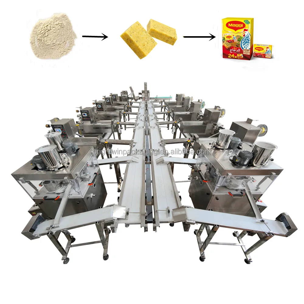 Bouillon Cubes Forming Machine 4g 10g Stock Cubes Production Line Seasoning Cube Wrapping Machine for Maggie Jumbo Knorr Onga