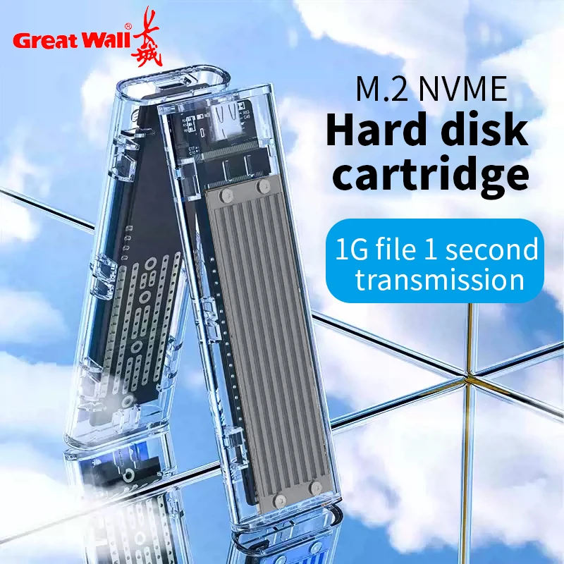 Transparent M2 NVME SSD Case USB Type-C Interface Enclosure for NVME M.2 SATA Hard Drive External HDD Laptop Computer Bag