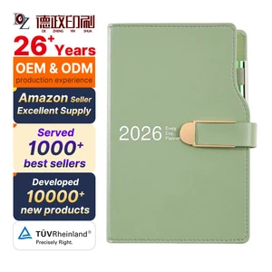 Custom Logo A5 A6 Leather Notebook 2026 Planner Luxury Hardcover Journal for Business School Efficiency Daily Agenda Organizer