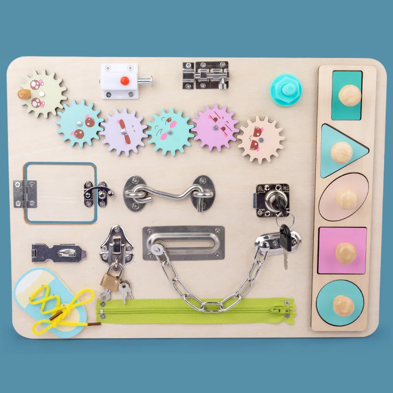 Locks and Wooden Latches To Explore Mysterious Board Game Montessori Toy 