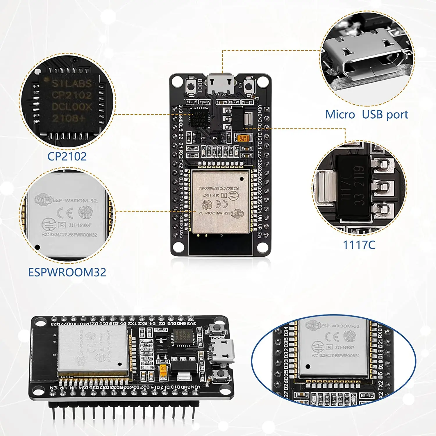 Scheda Di Sviluppo ESP32 ESP-WROOM-32 Con USB-C - Doppio Nucleo, WiFi E Bluetooth, 38 Pin - Foto 8