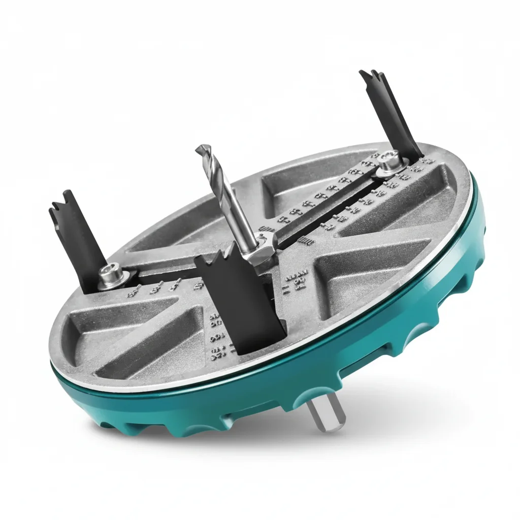 TEBAK Adjustable Multi-functional Woodworking Hole Saw, Tool for Drilling Holes in Wood, Plastic, and Aluminum Sheets.