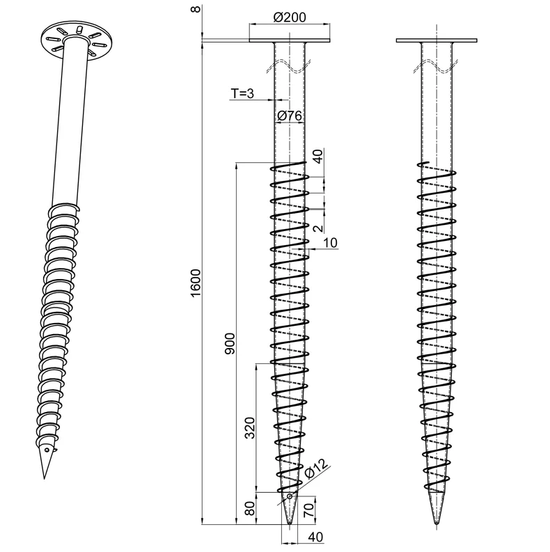 Galvanized Steel Ground Screw Pile Anchor for Solar Mounting
