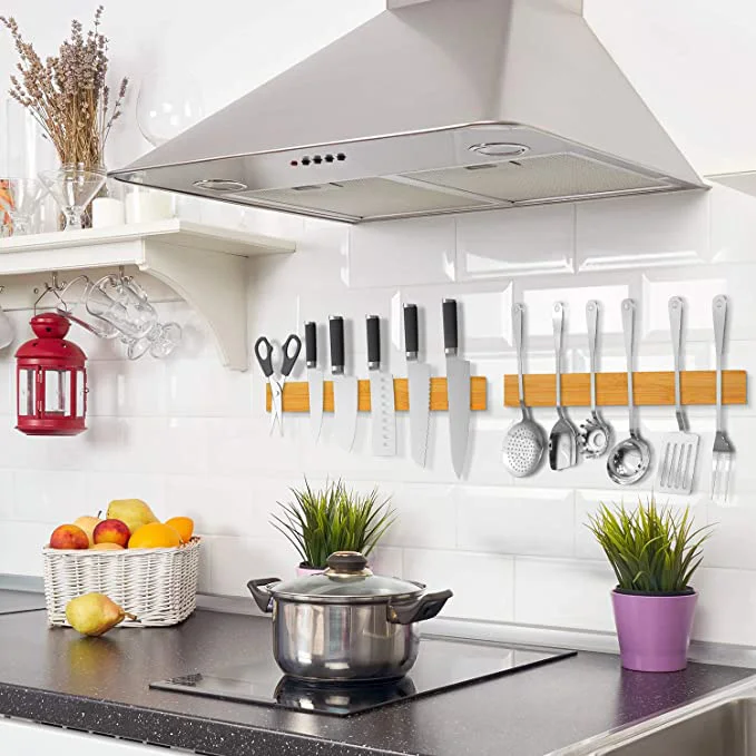 Bambo кухня Магнитный настенный держатель для ножей магнитный держатель для ножей для кухни полосы деревянный чернильная подставка 16 Inch блоки и пакеты в рулоне