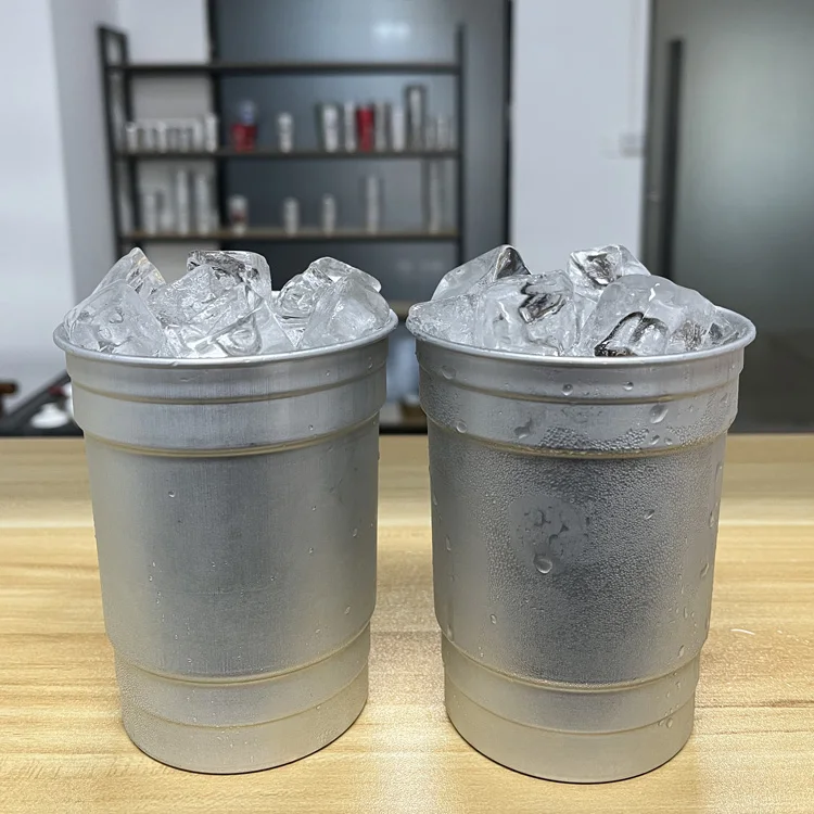 large capacity lightweight 0.15mm thick sturdy 100% recycled Reusable metal silver aluminum cups 20 oz