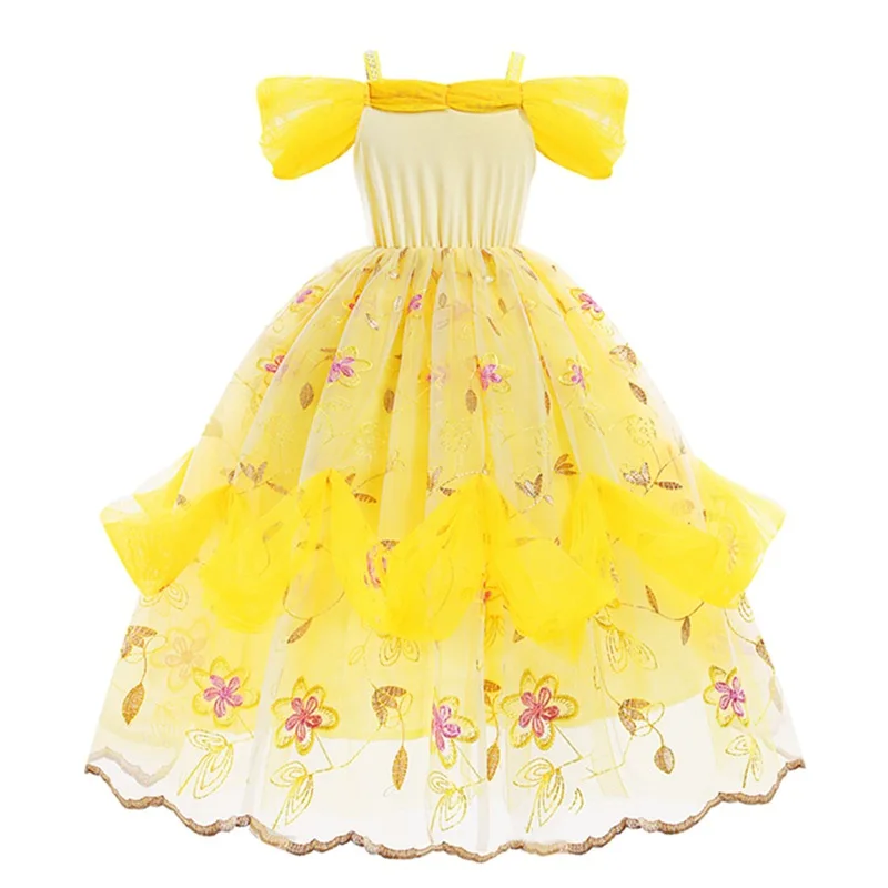 Fancy Dress Up Princess Costume Embroidery Flowers Girl Party Wedding ...