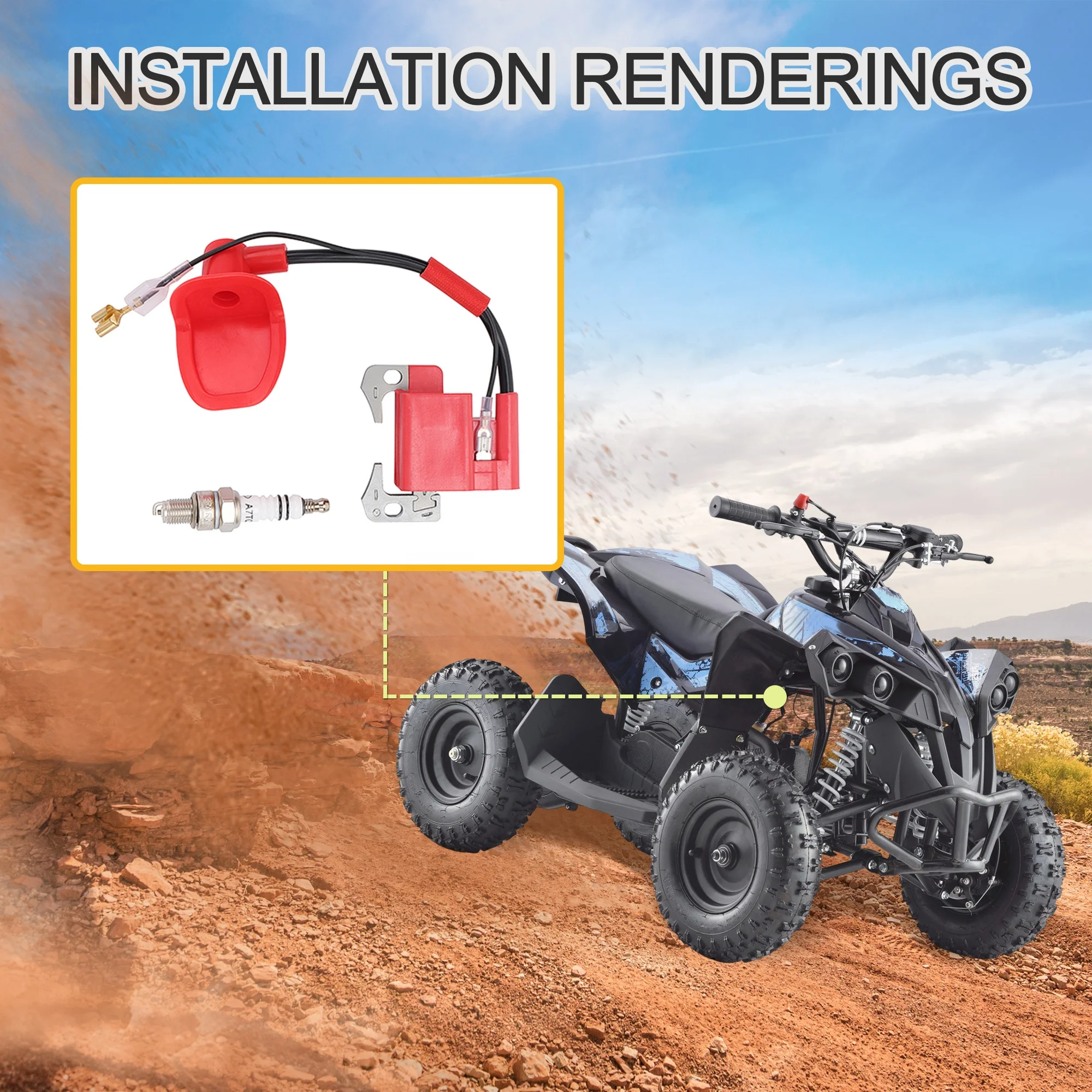 TC-Motor Red Racing Ignition Coil For 2 Stroke 47cc 49cc Engine Mini Moto Quad ATV Pocket Dirt Bike Minimoto - View #8