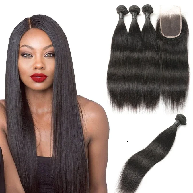 5A Brazilian 3 Bundle Set Straight Virgin Human Hair on sale Extension