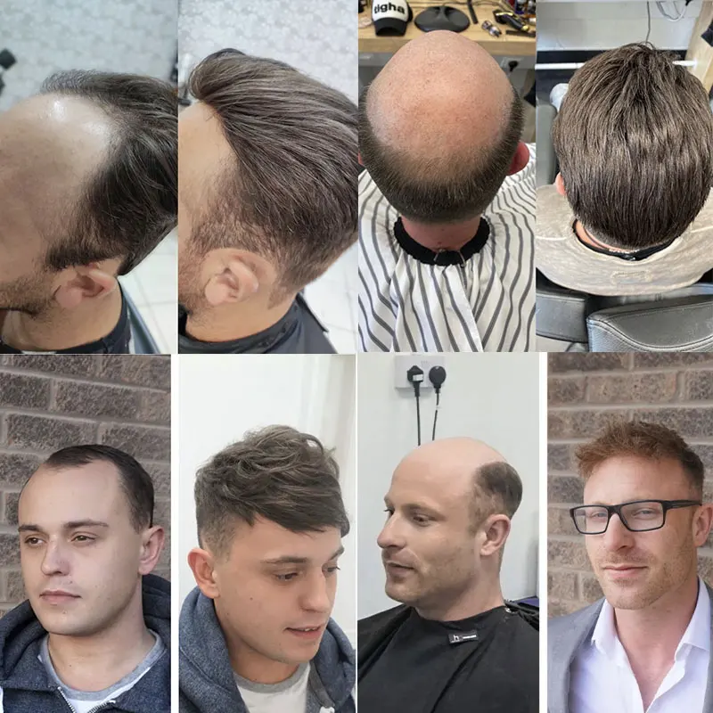 Handmade Men's Wigs Toupee European Hair Prosthesis Capillary  Ice Blond White Breathable Transparent Full Lace Base Toupee