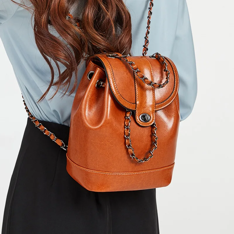 cute brown leather backpacks Vintage Women's Coffee Small Leather Knapsack it’s all function—no fuss Leather Backpack- Texas Longhorn- Light