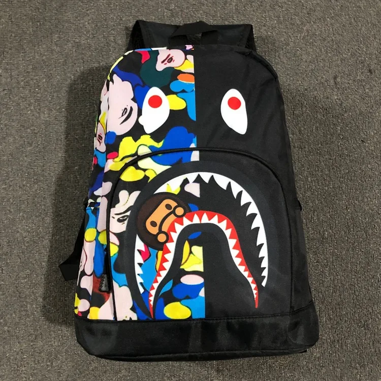 Bape Backpack, Blue Bape Camo Backpack, Waterproof Schoolbag for