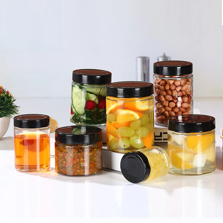 Sale 100ml 150ml 180ml 220ml 280ml 380ml 500ml 750ml Round Straight Sided Honey Jam Food Storage 1450