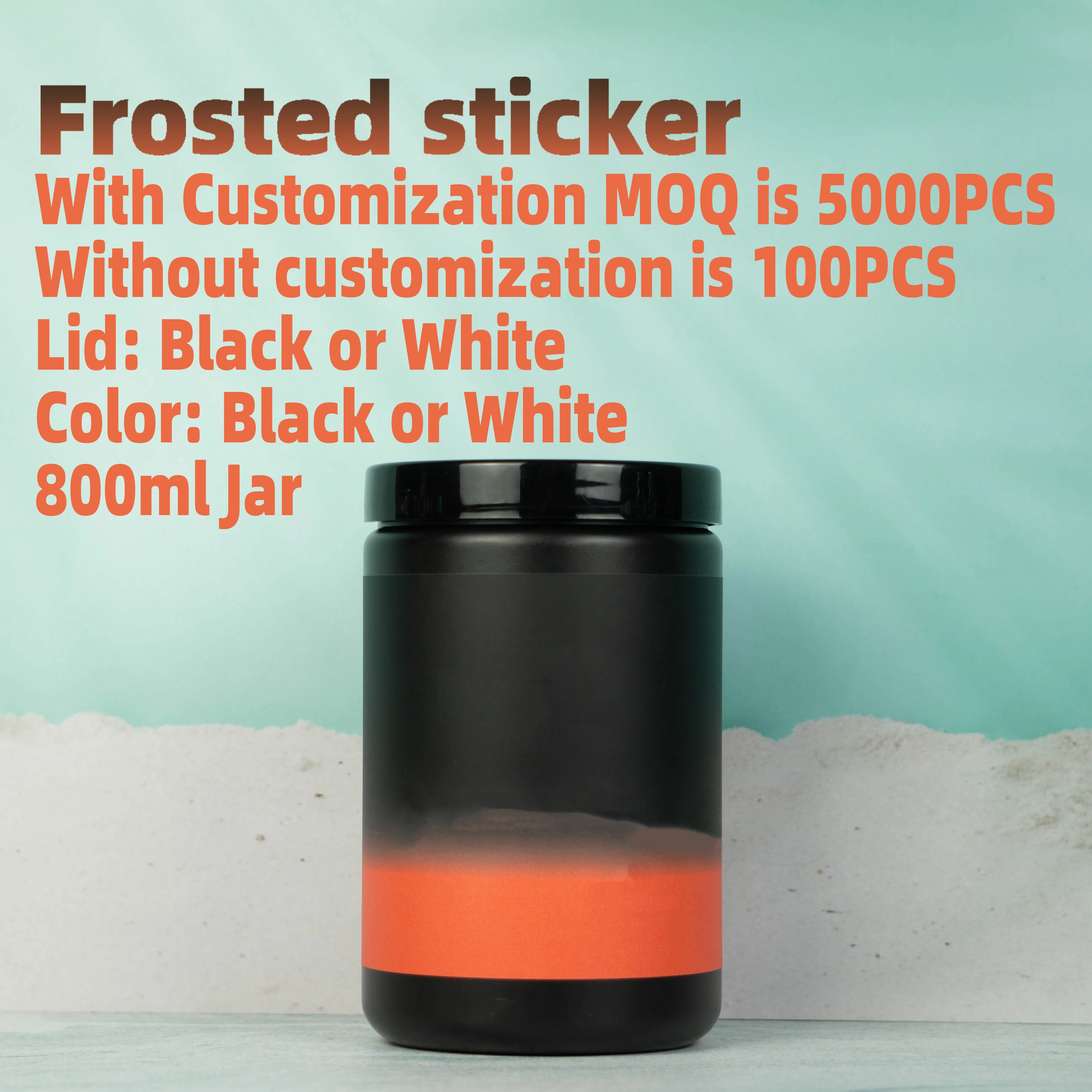 800ml OEM&ODM HDPE Food Container Black and White Plastic Jar with Lid for Protein Powder Container Sugar Storage