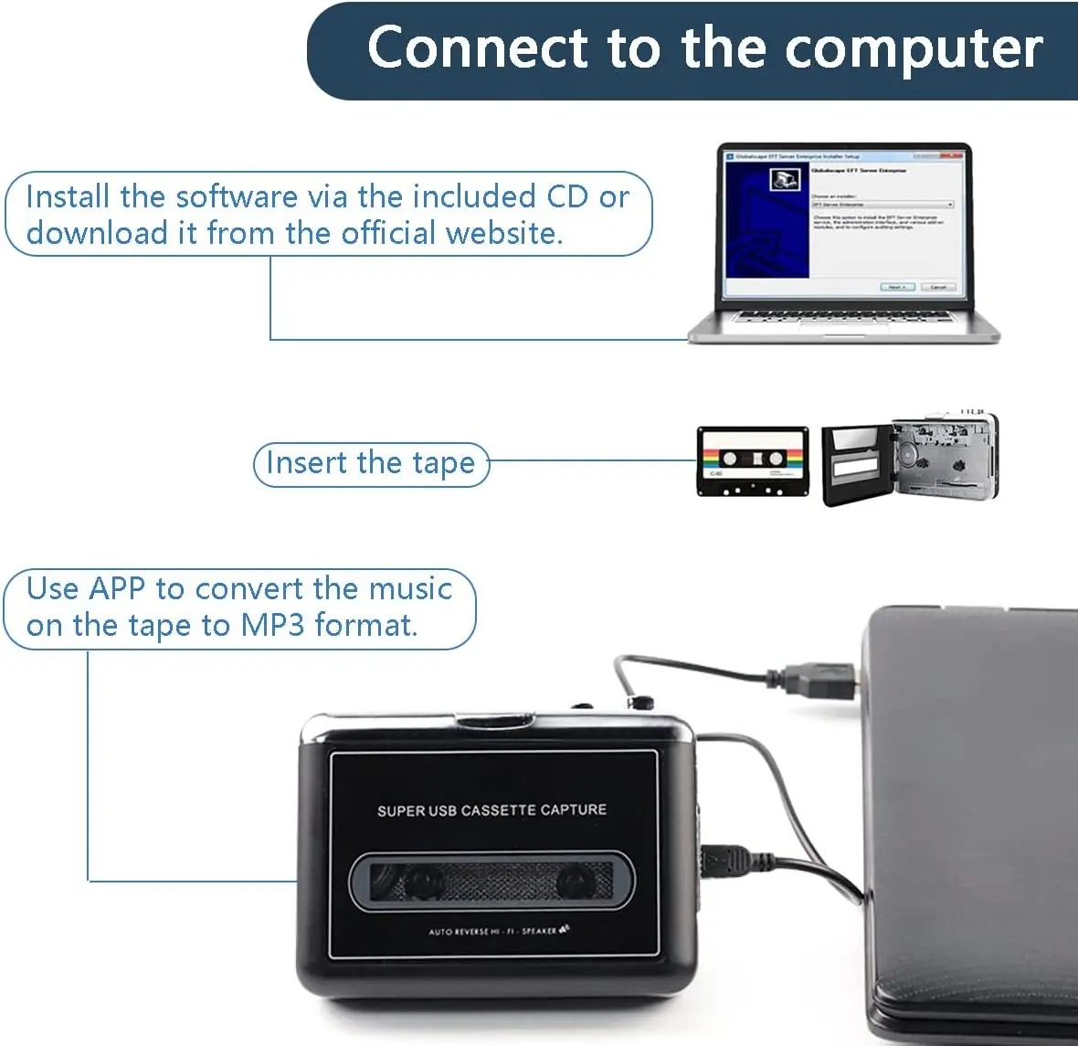 Portable Walkman Auto Reverse Cassette Player With Speaker/earphone