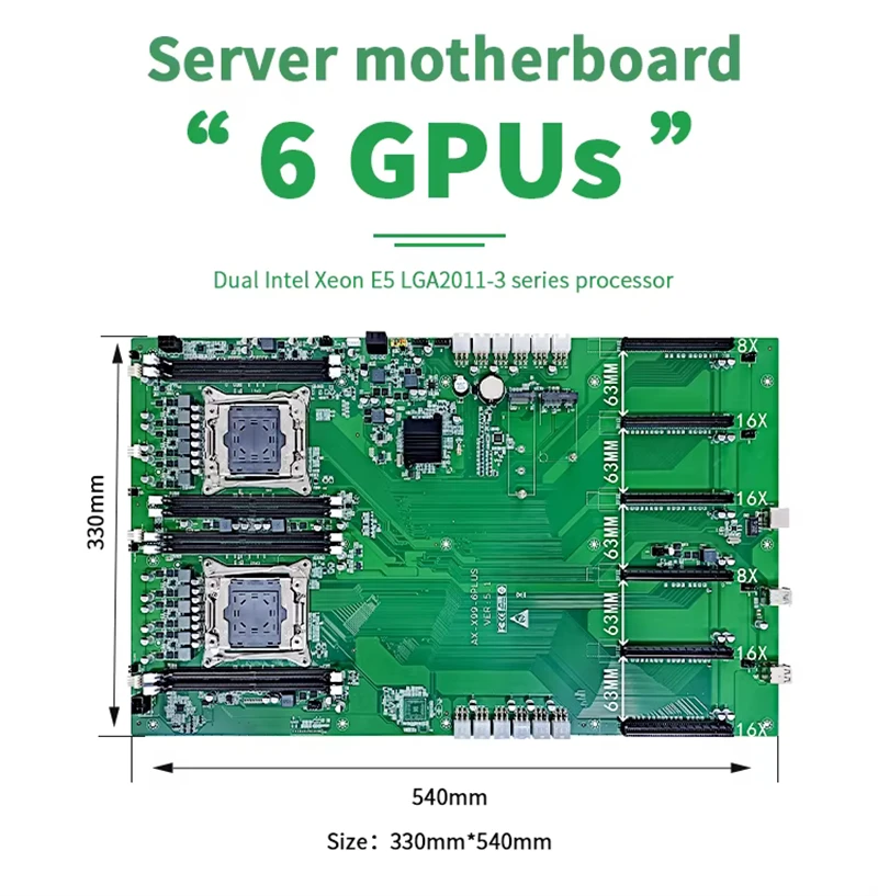 Intel Xeon E5 デュアルCPU マザーボード LGA2011-3 デュアルXeon E5 LGA2011-3対応AX-X99-6PLUSマザーボード(DDR4)