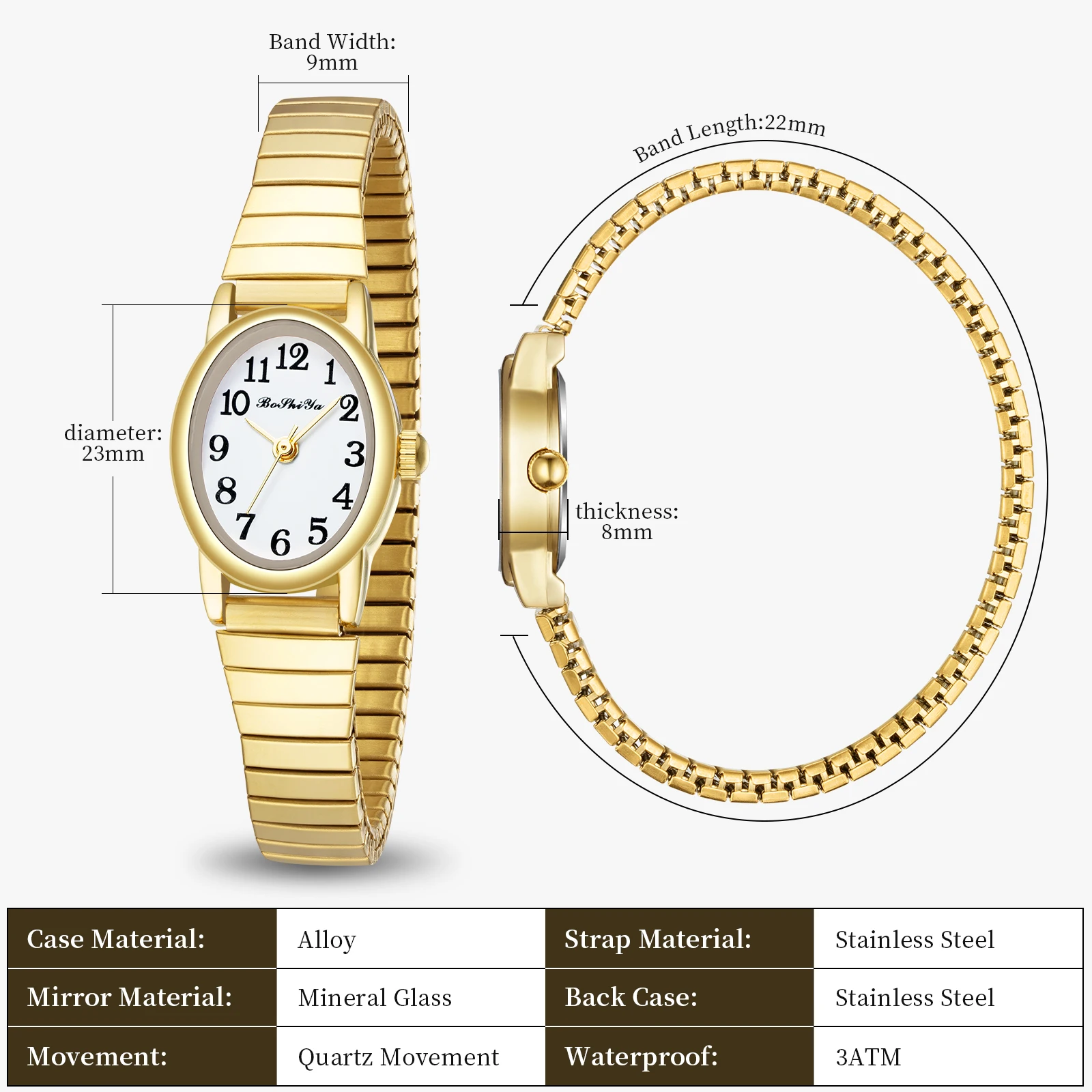 Petite Women\'s Easy Reader Analog Watch with Stainless Steel Expansion Band Diaofendi Petite Women main image 2