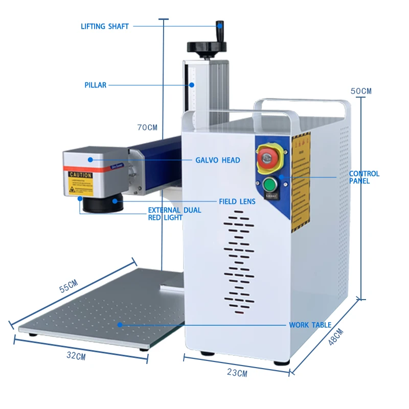 Portable Metal Plate Cnc Fiber Laser 3d Engraving Marking Machine For