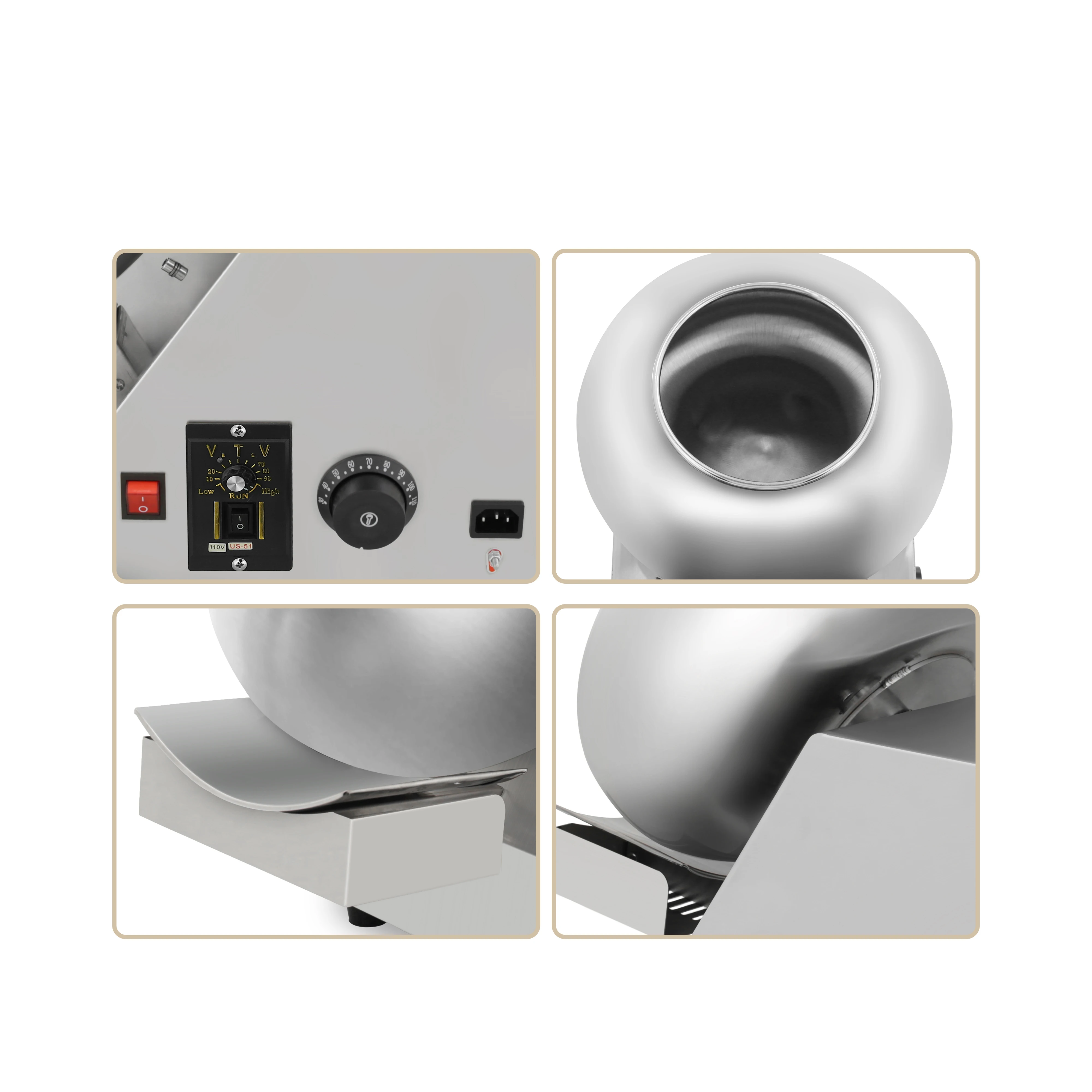 Chocolate Caramelized Nut Sugar Coated Processing Rotary Drum Coater Fennel Peanut Coating Machine