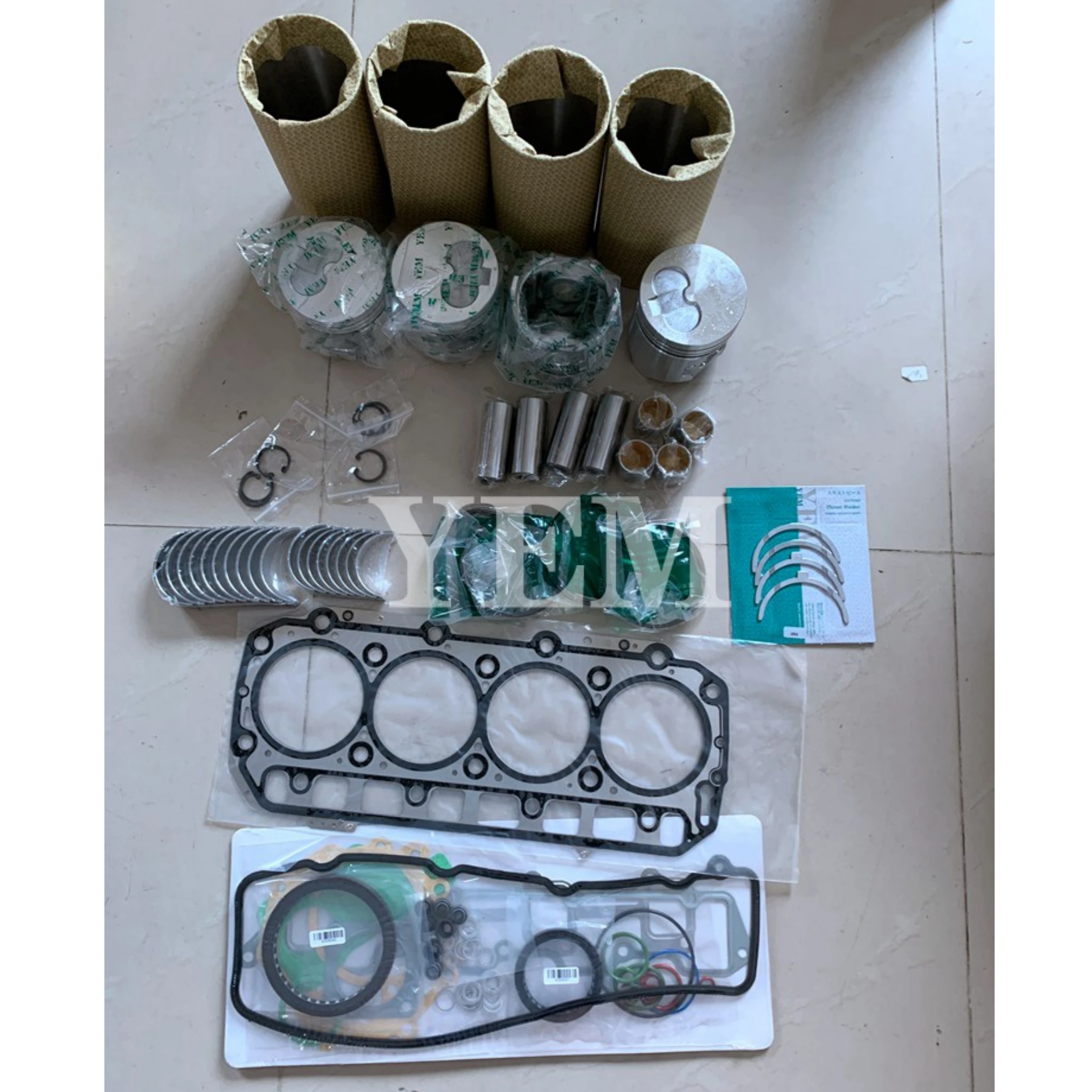 Replaces 4D94E Cylinder Liner and Gasket Kit With Bearing Set for Komatsu Engine Industrial Engine Parts