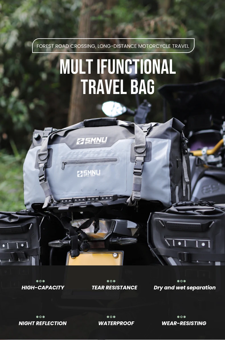 Multifunctional 48L Polyester Waterproof Reflective Dry Wet Separation Tail Duffle Bag Hand Bag Gym Bag Backpack details